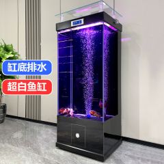 鱼缸客厅家用超白玻璃中小型落地靠墙水族箱免换水立式造景金鱼缸
